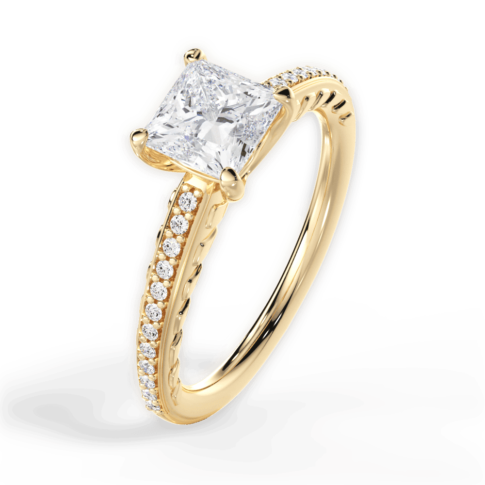 14kt Yellow Gold/18kt Yellow Gold/princess/side