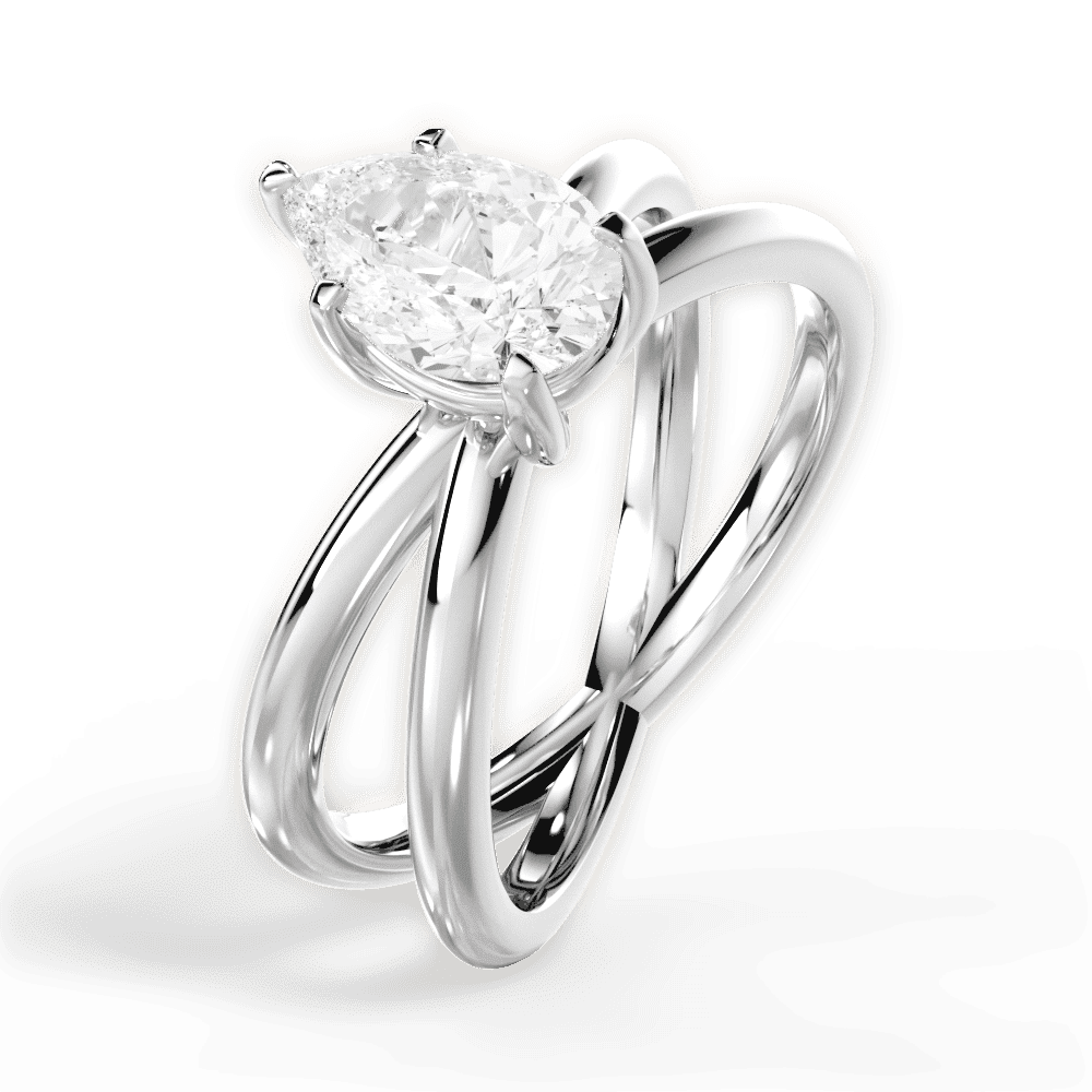 14kt White Gold/18kt White Gold/Platinum/pear/side
