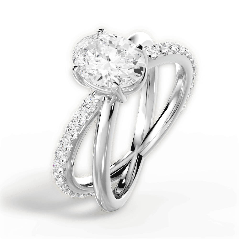 14kt White Gold/18kt White Gold/Platinum/oval/side
