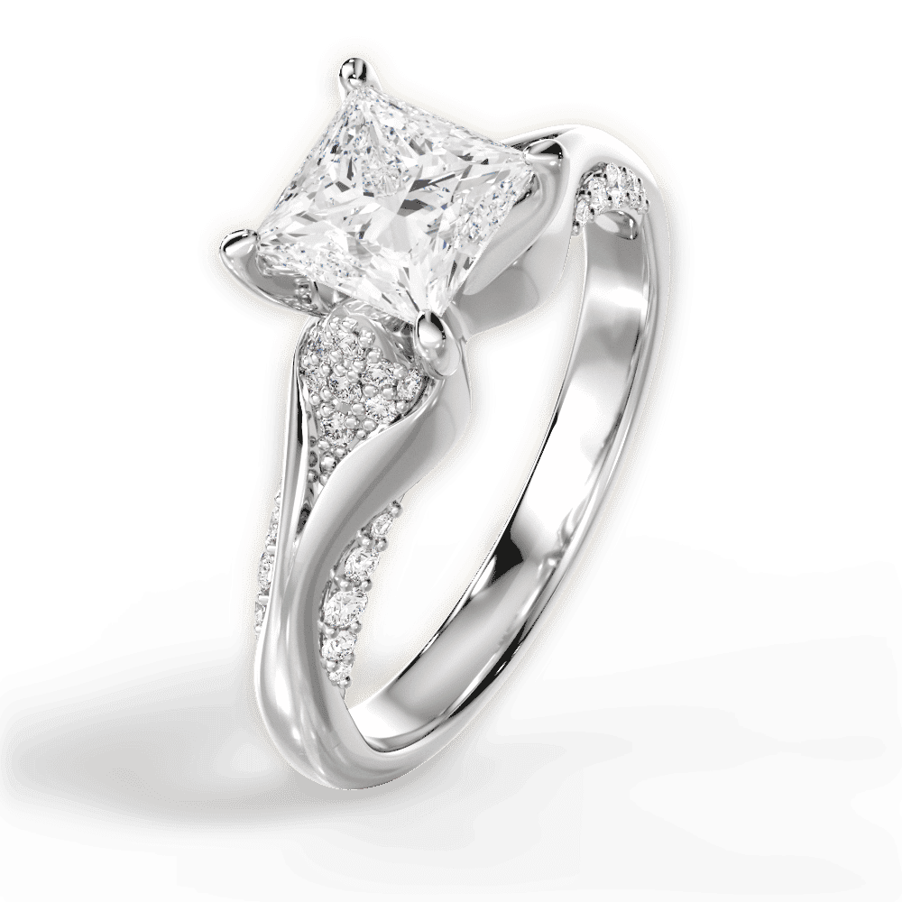 14kt White Gold/18kt White Gold/Platinum/princess/side