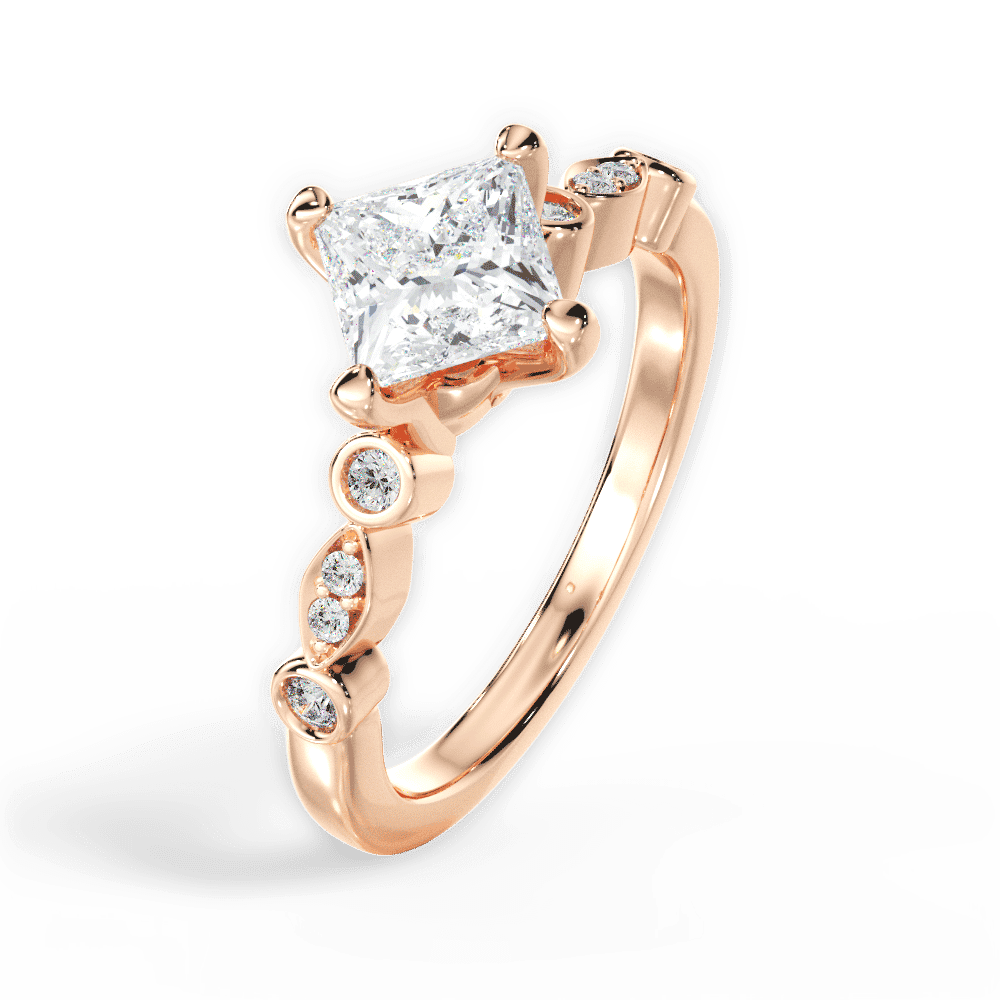 14kt Rose Gold/18kt Rose Gold/princess/side