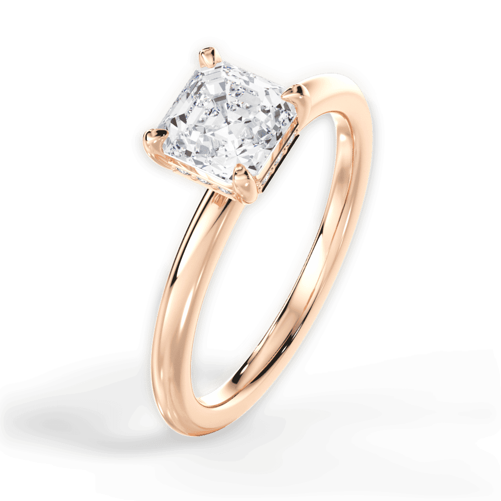 14kt Rose Gold/18kt Rose Gold/asscher/side