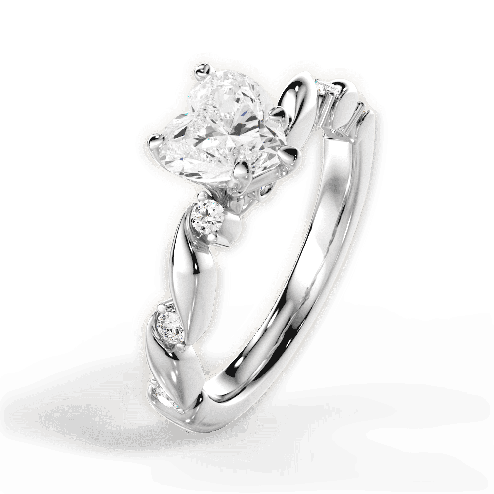 14kt White Gold/18kt White Gold/Platinum/heart/side