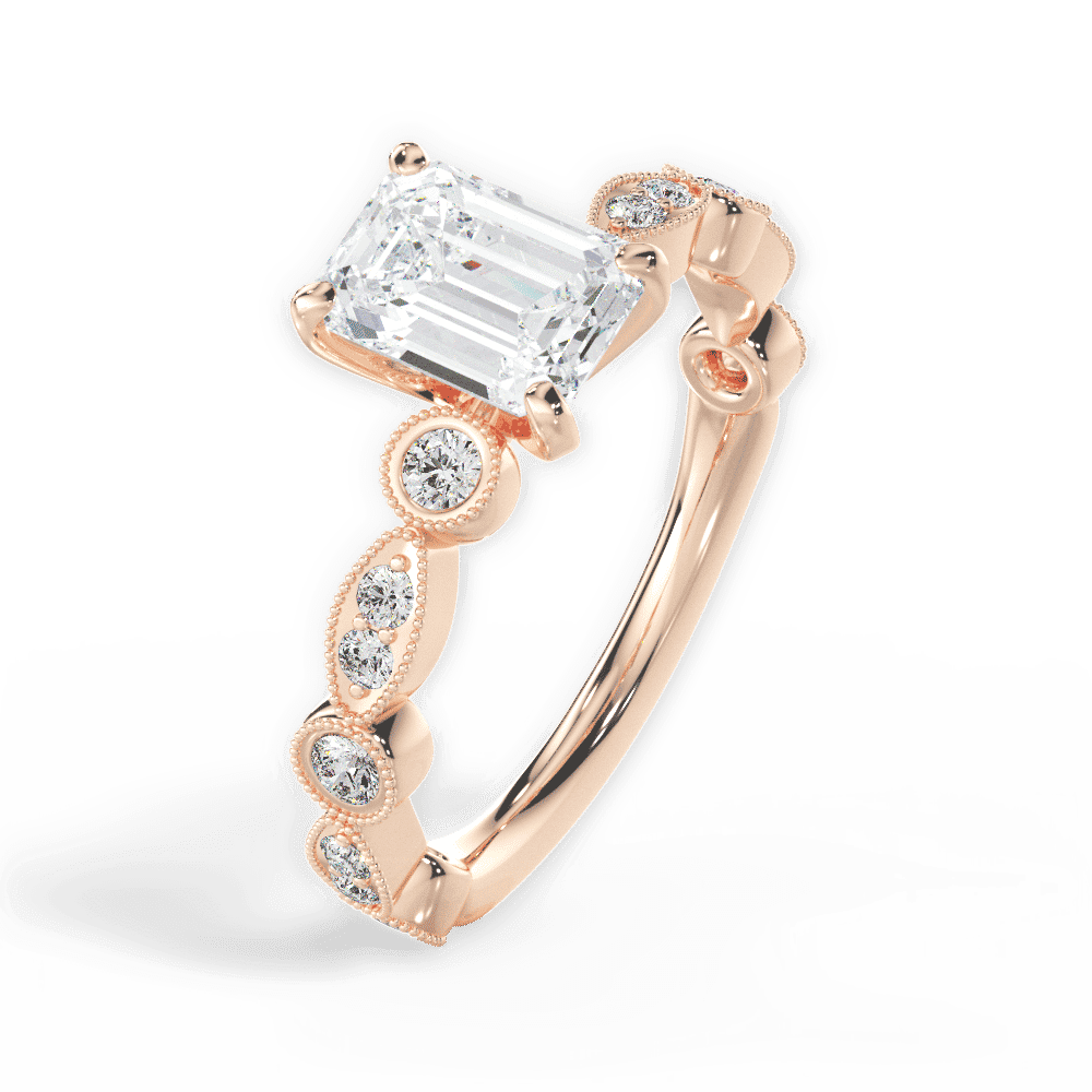 14kt Rose Gold/18kt Rose Gold/emerald/side
