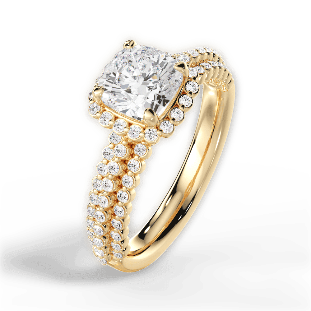 14kt Yellow Gold/18kt Yellow Gold/cushion/side