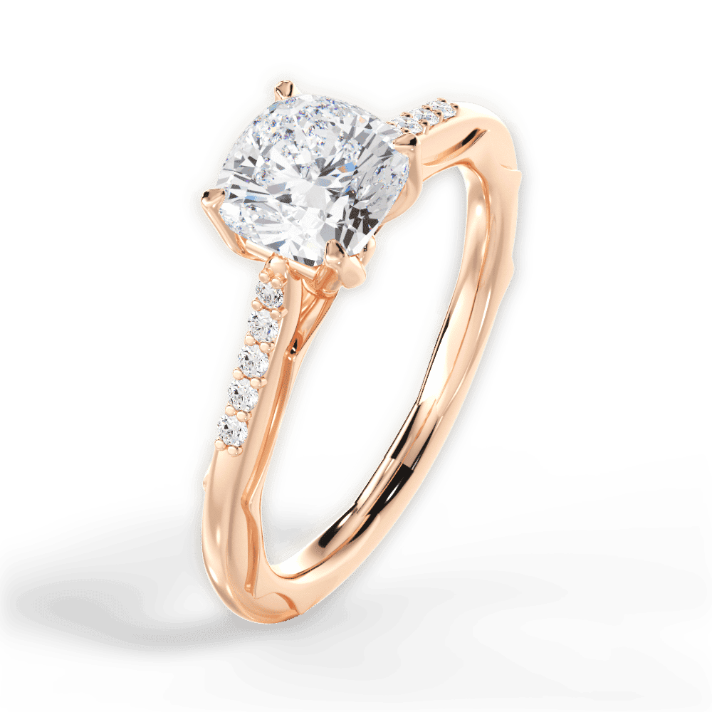 14kt Rose Gold/18kt Rose Gold/cushion/side