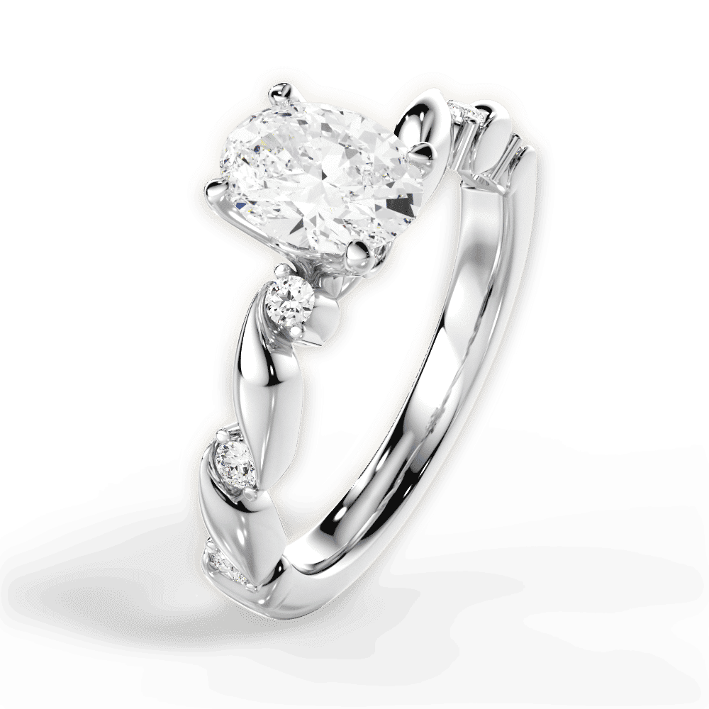 14kt White Gold/18kt White Gold/Platinum/oval/side