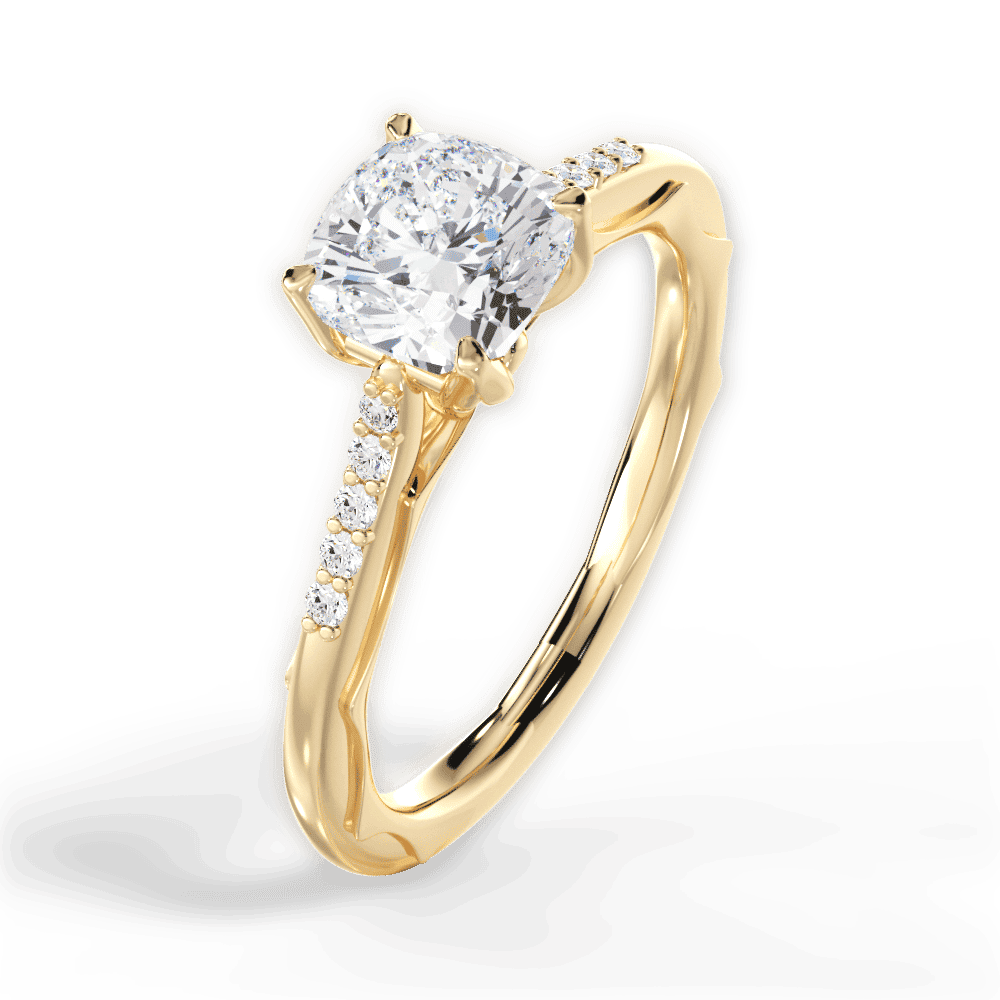 14kt Yellow Gold/18kt Yellow Gold/cushion/side