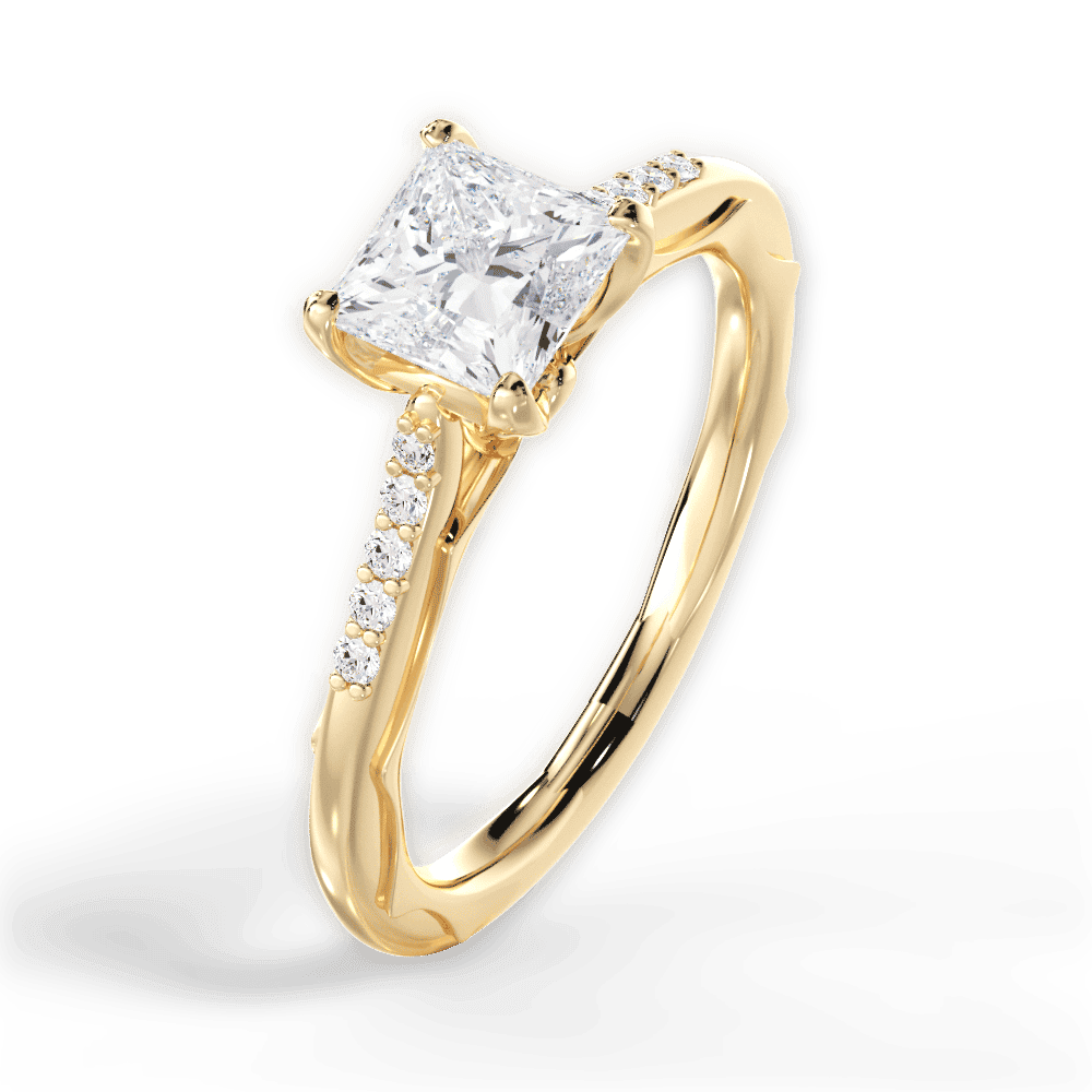 14kt Yellow Gold/18kt Yellow Gold/princess/side