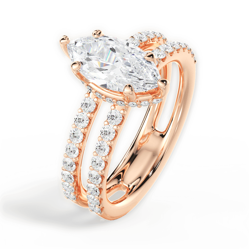 14kt Rose Gold/18kt Rose Gold/marquise/side