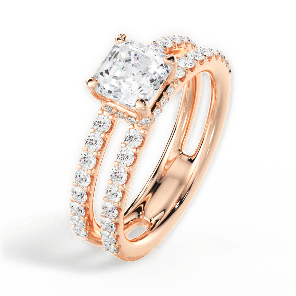14kt Rose Gold/18kt Rose Gold/asscher/side