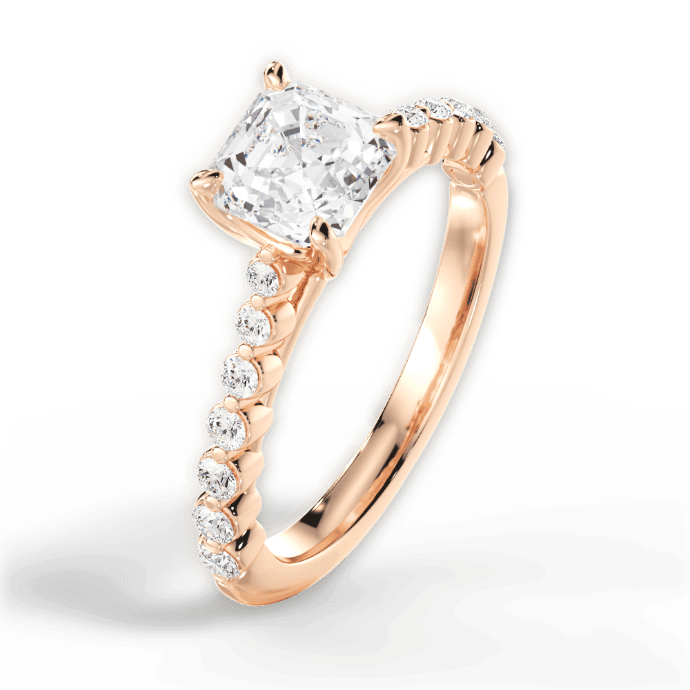 14kt Rose Gold/18kt Rose Gold/asscher/side