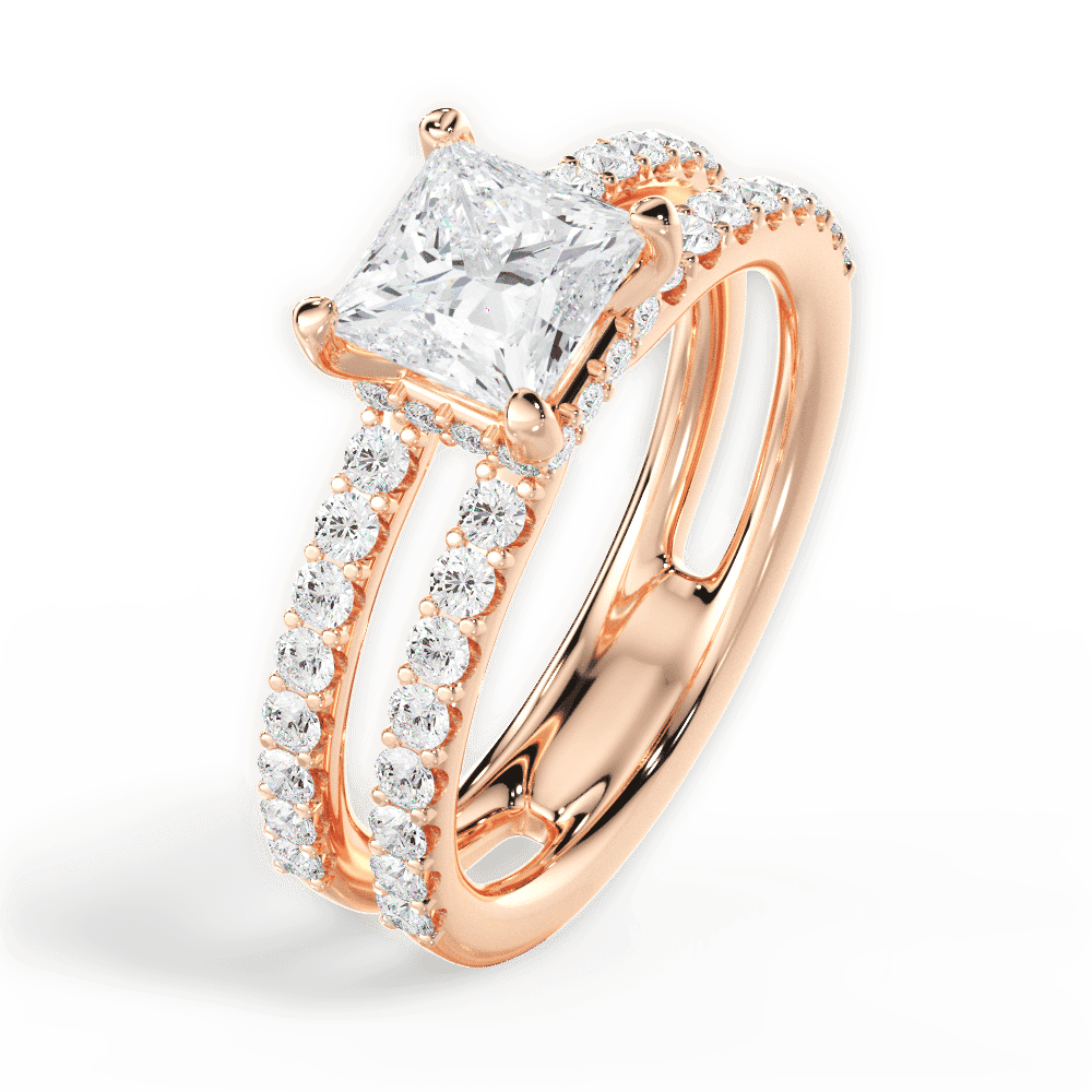 14kt Rose Gold/18kt Rose Gold/princess/side