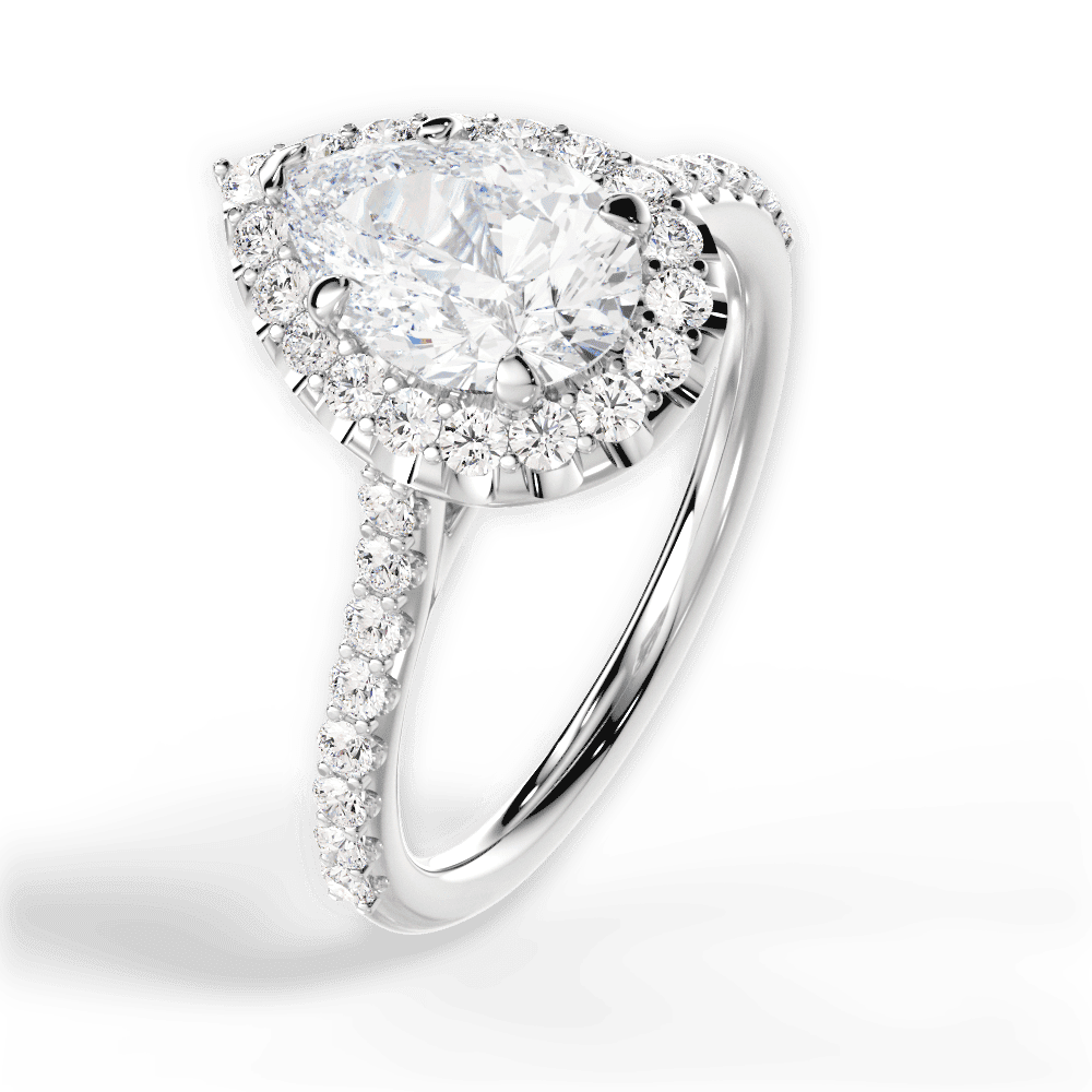 14kt White Gold/18kt White Gold/Platinum/pear/side