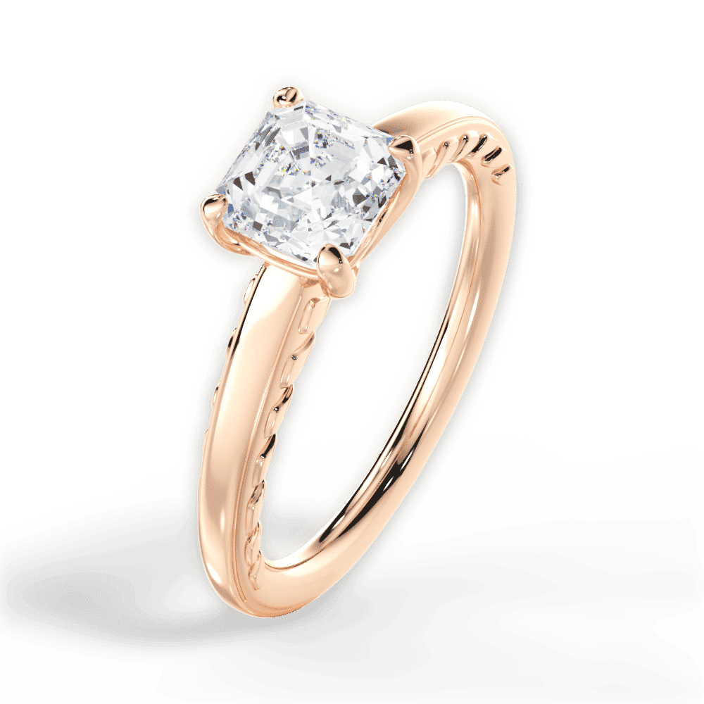 14kt Rose Gold/18kt Rose Gold/asscher/side