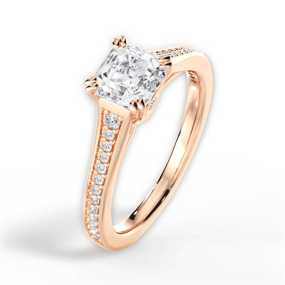 14kt Rose Gold/18kt Rose Gold/asscher/side