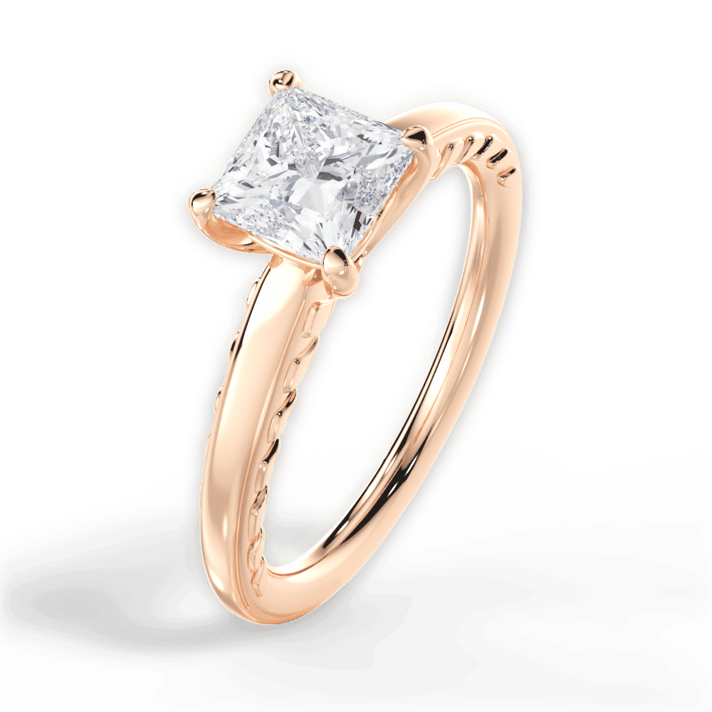 14kt Rose Gold/18kt Rose Gold/princess/side