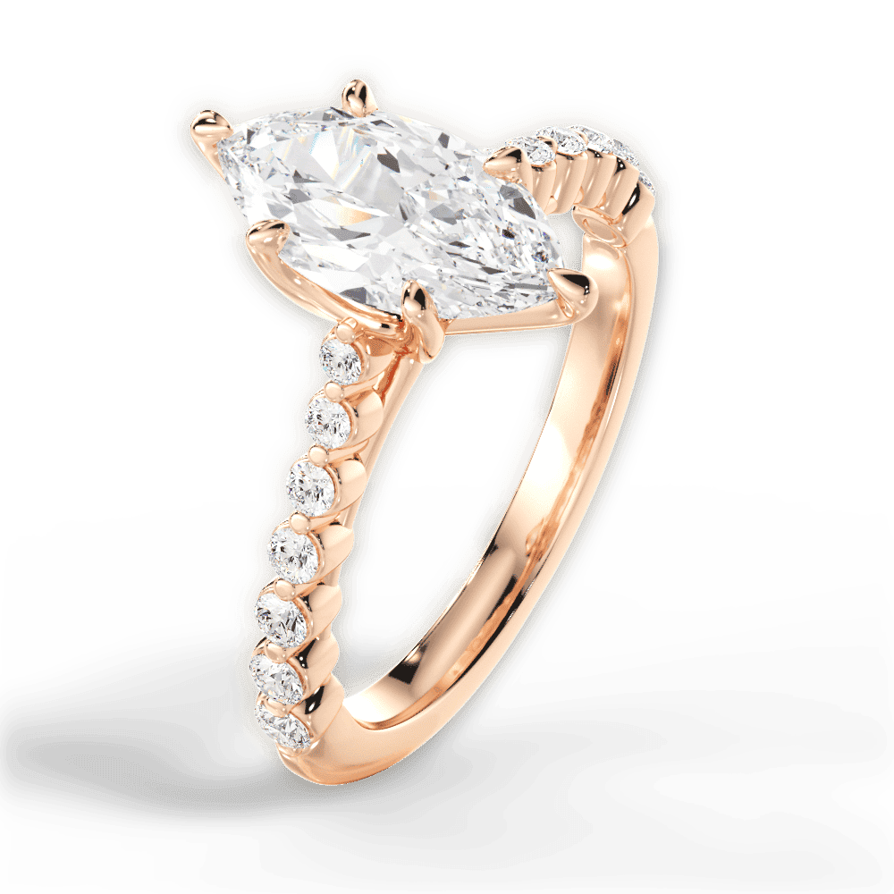 14kt Rose Gold/18kt Rose Gold/marquise/side