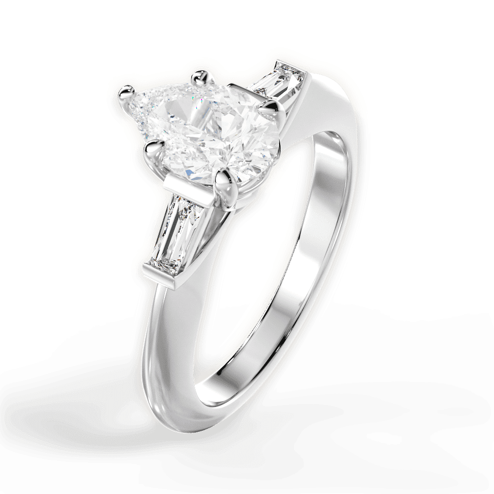 14kt White Gold/18kt White Gold/Platinum/pear/side