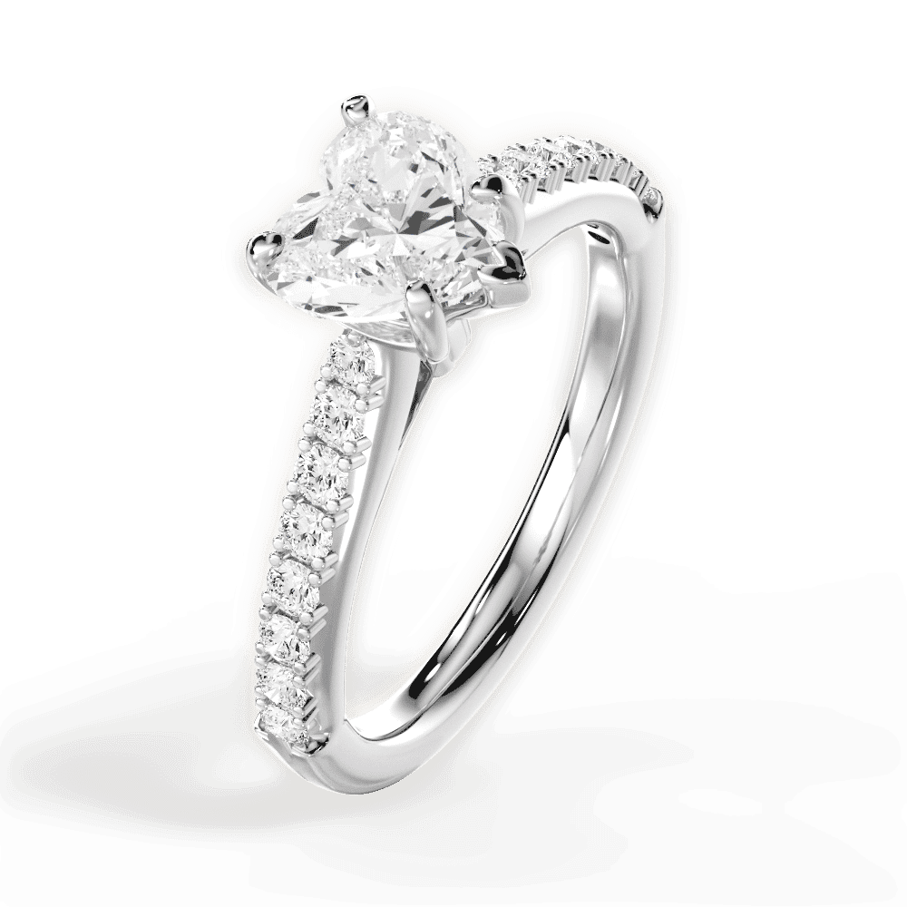 14kt White Gold/18kt White Gold/Platinum/heart/side