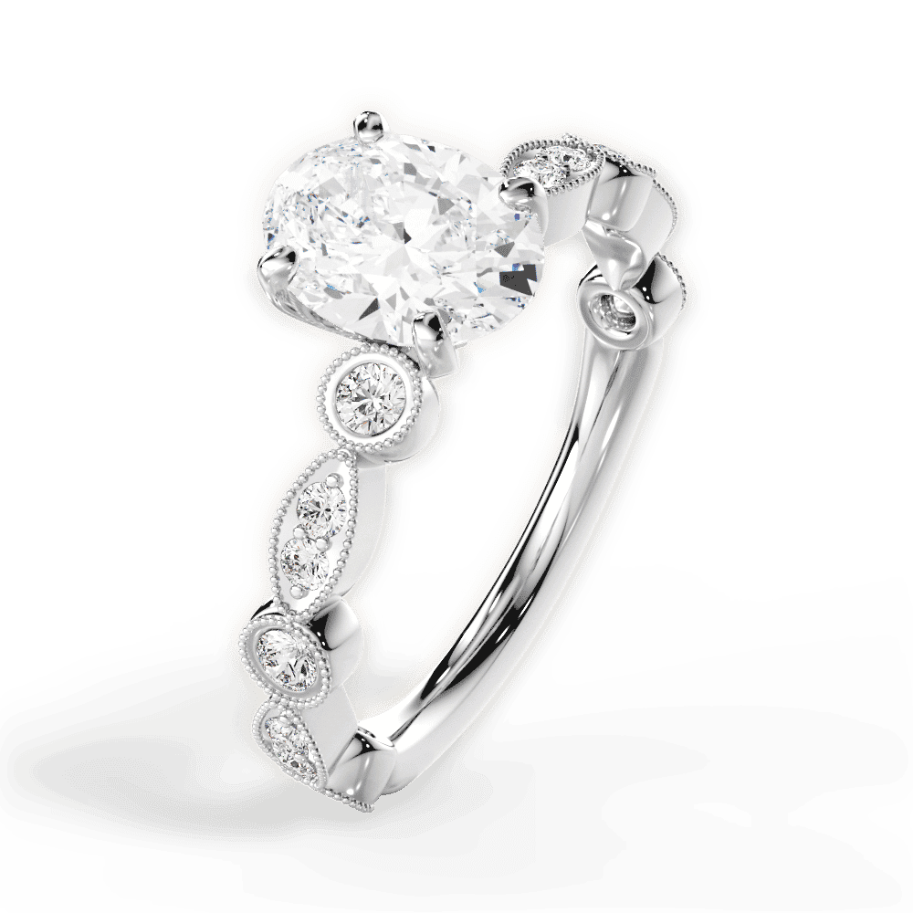 14kt White Gold/18kt White Gold/Platinum/oval/side
