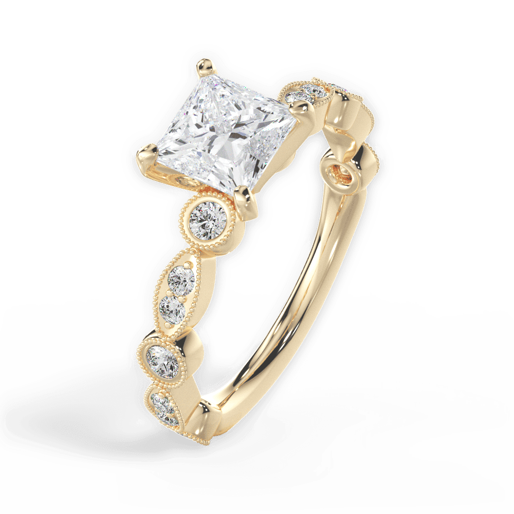 14kt Yellow Gold/18kt Yellow Gold/princess/side