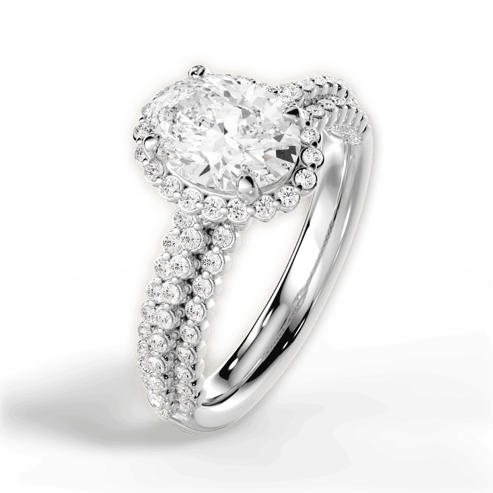 14kt White Gold/18kt White Gold/Platinum/oval/side