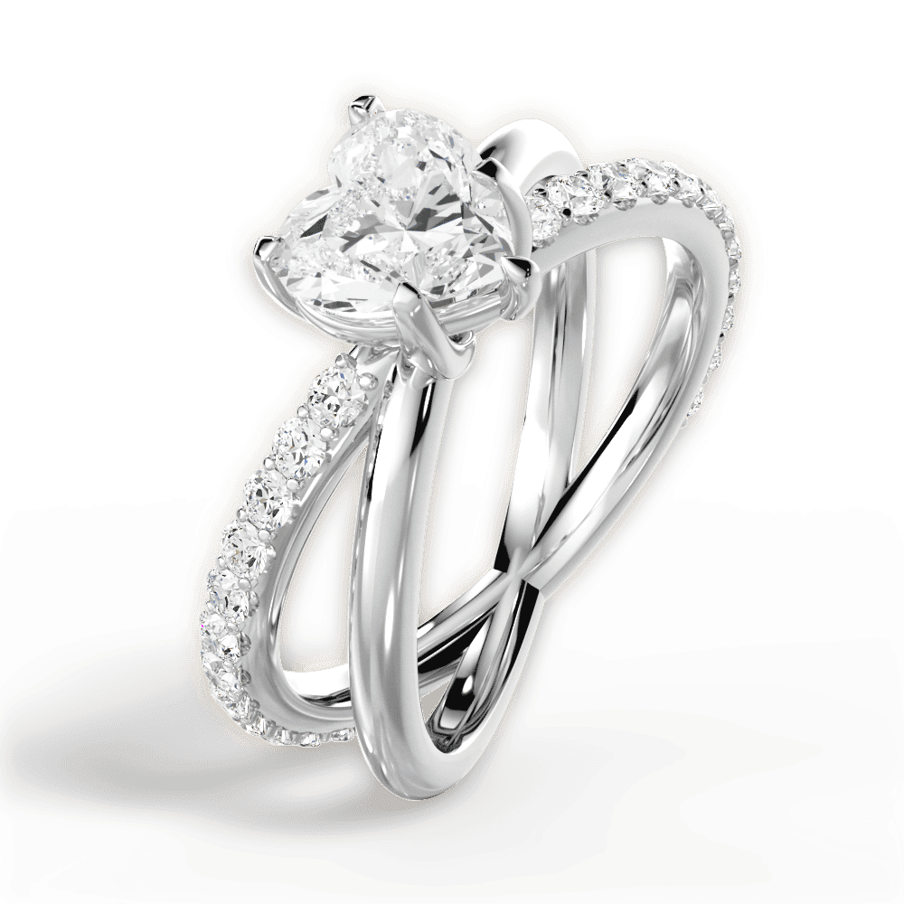 14kt White Gold/18kt White Gold/Platinum/heart/side