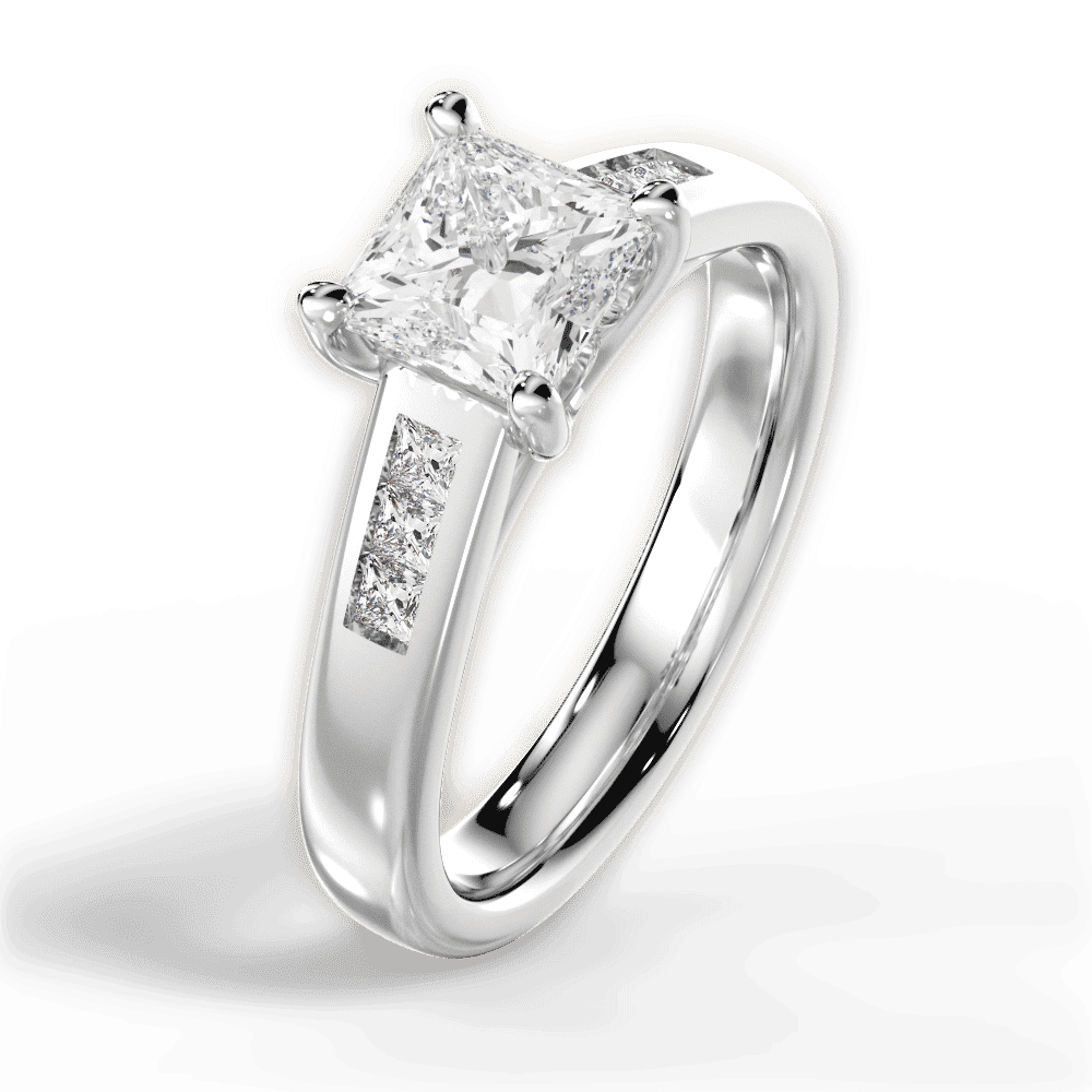 14kt White Gold/18kt White Gold/Platinum/princess/side