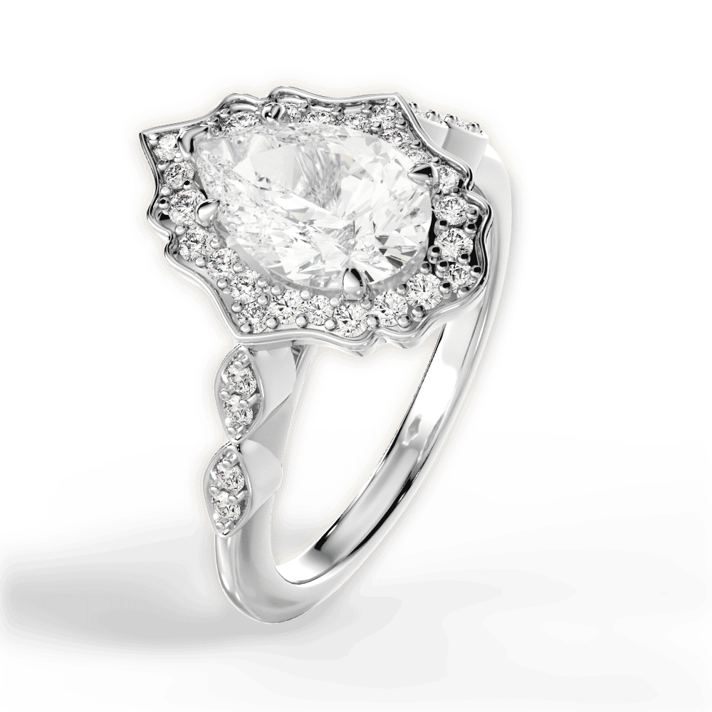 14kt White Gold/18kt White Gold/Platinum/pear/side