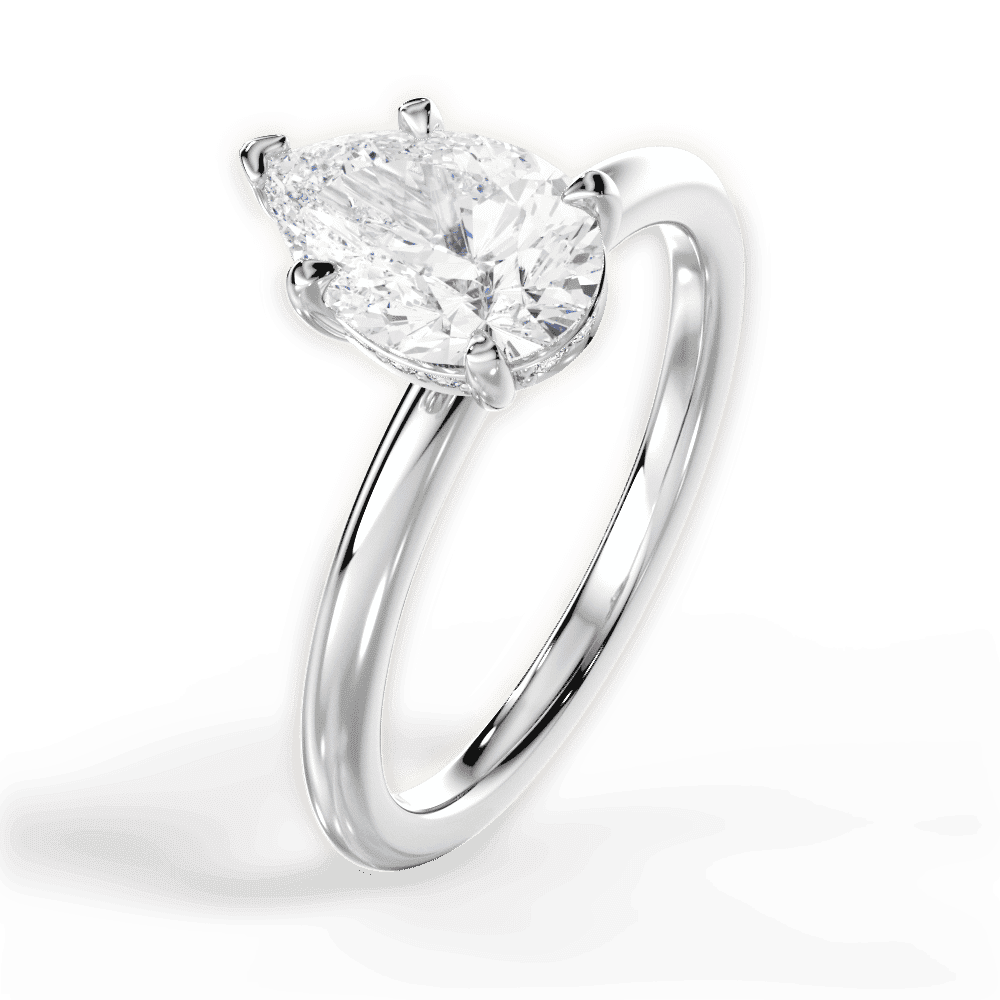 14kt White Gold/18kt White Gold/Platinum/pear/side