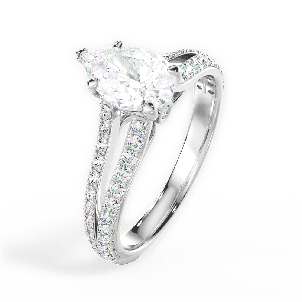 14kt White Gold/18kt White Gold/Platinum/pear/side