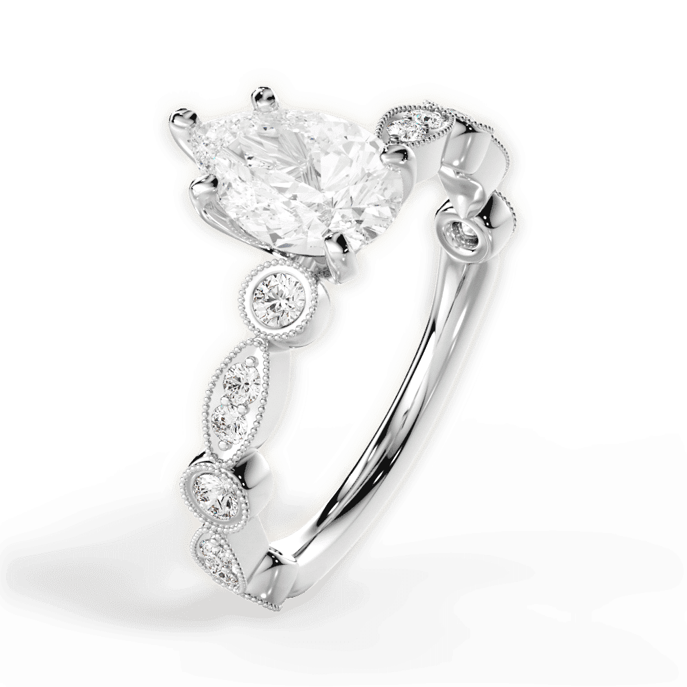 14kt White Gold/18kt White Gold/Platinum/pear/side