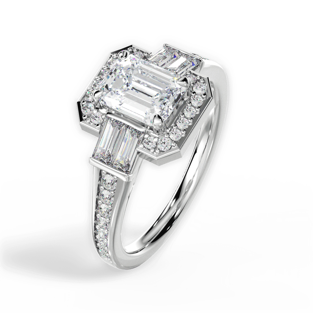 14kt White Gold/18kt White Gold/Platinum/emerald/side