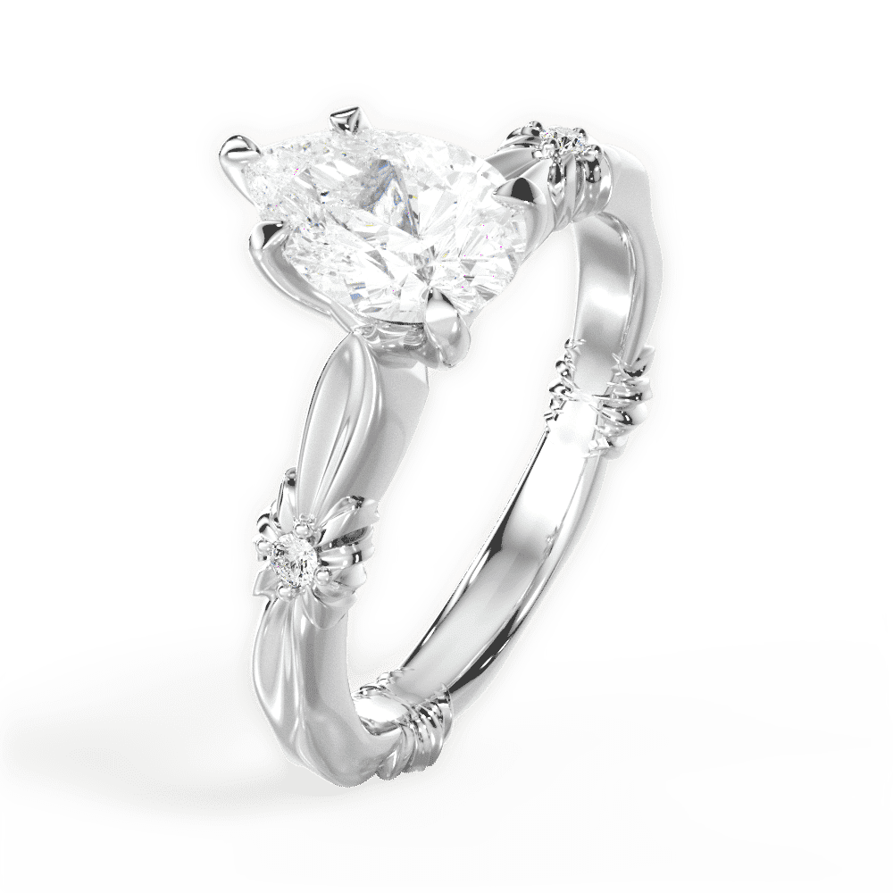 14kt White Gold/18kt White Gold/Platinum/pear/side