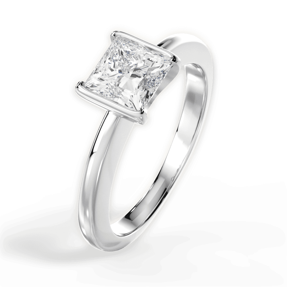 14kt White Gold/18kt White Gold/Platinum/princess/side
