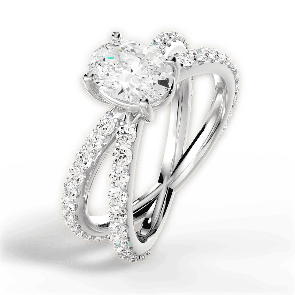 14kt White Gold/18kt White Gold/Platinum/oval/side