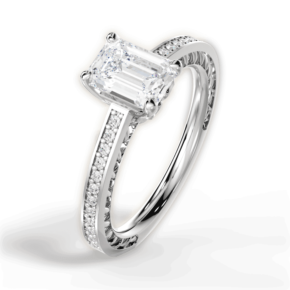 14kt White Gold/18kt White Gold/Platinum/emerald/side