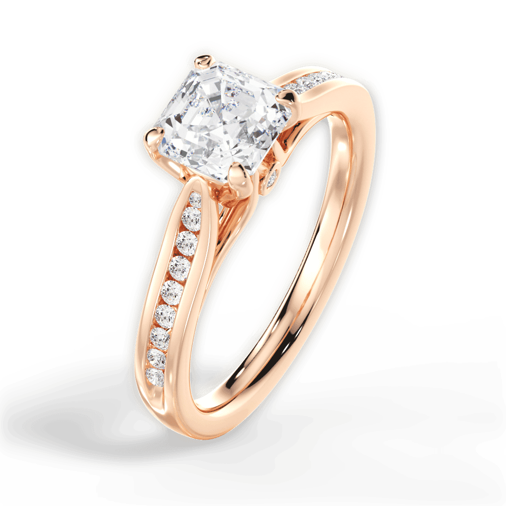 14kt Rose Gold/18kt Rose Gold/asscher/side