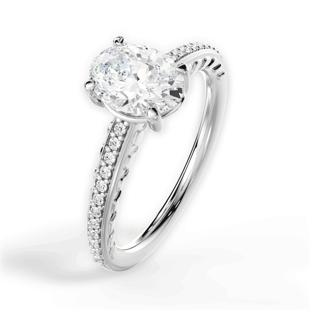 14kt White Gold/18kt White Gold/Platinum/oval/side
