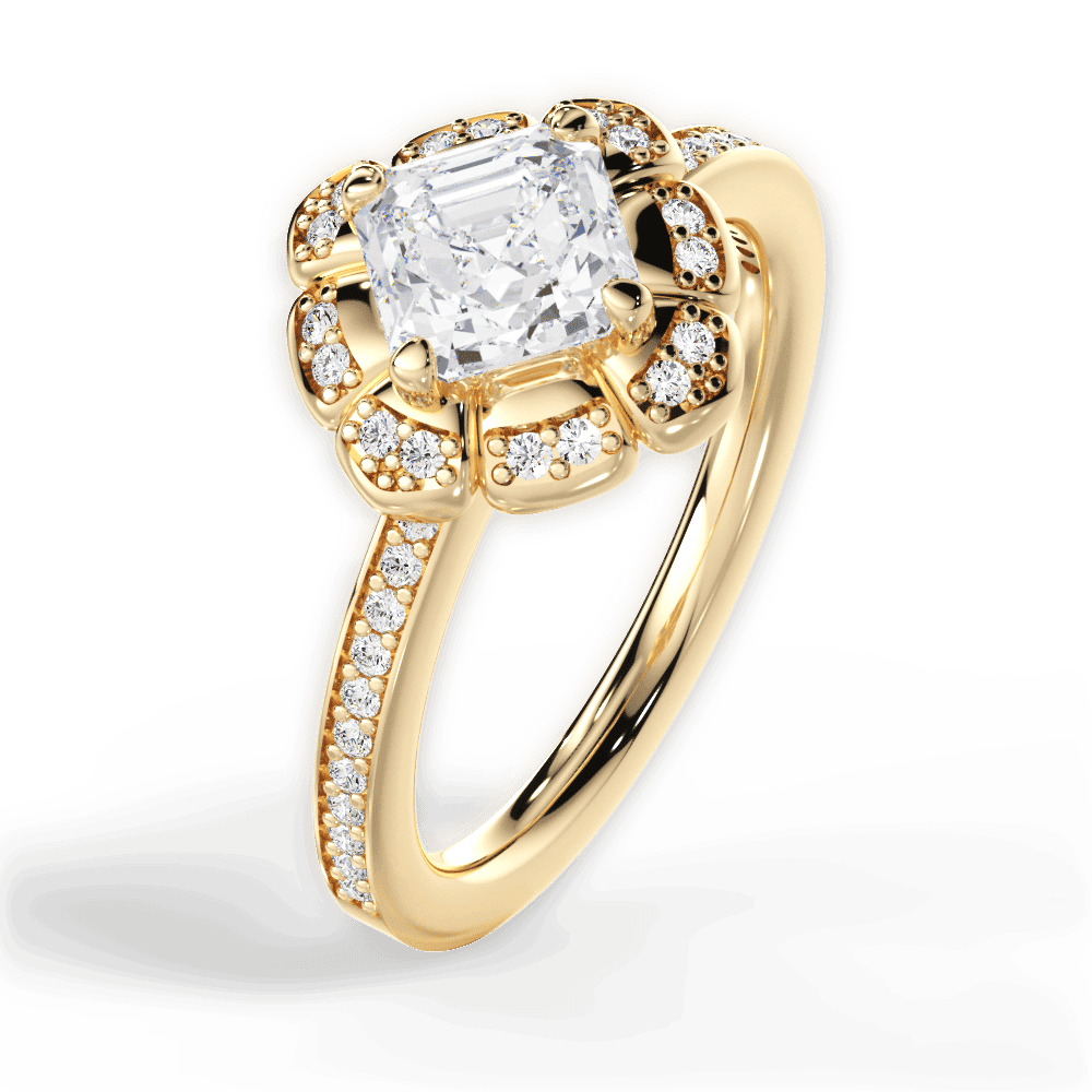 14kt Yellow Gold/18kt Yellow Gold/asscher/side