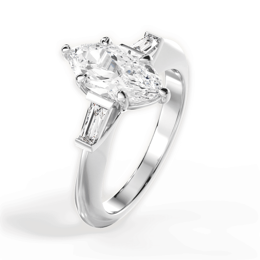 14kt White Gold/18kt White Gold/Platinum/marquise/side