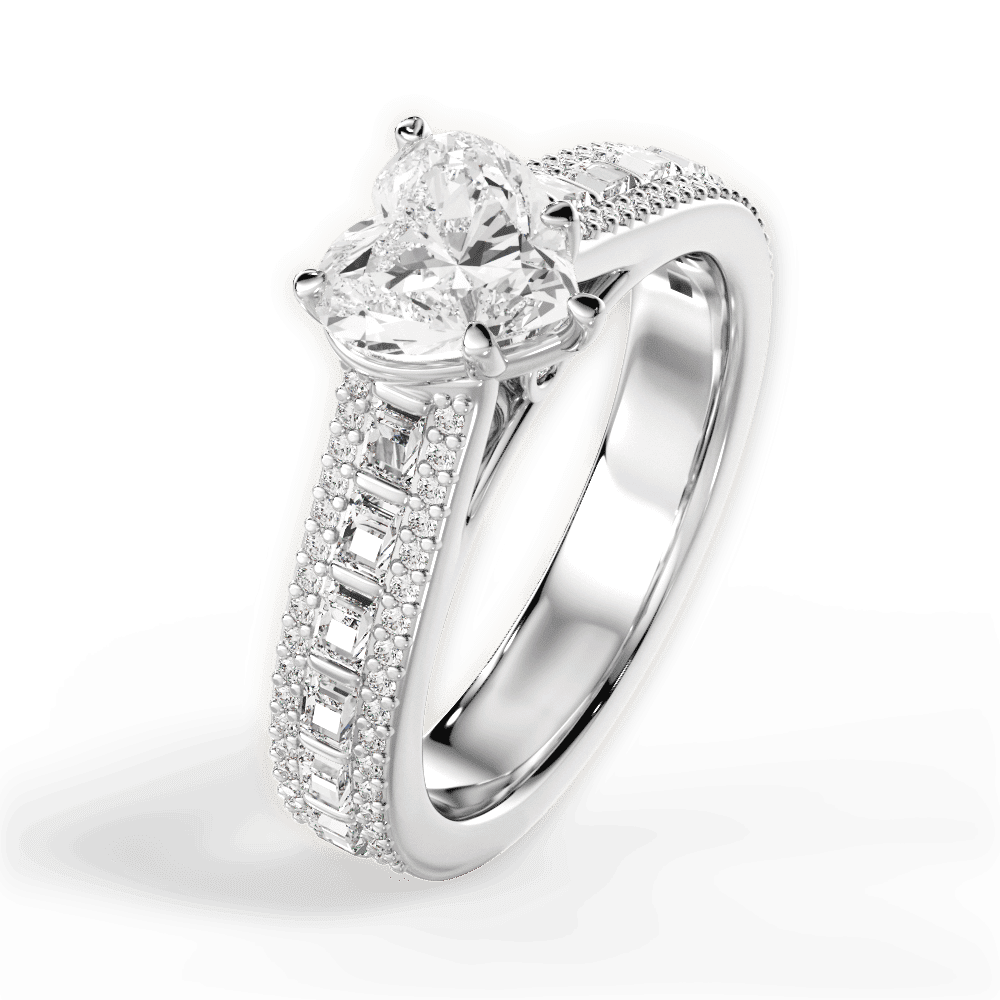 14kt White Gold/18kt White Gold/Platinum/heart/side