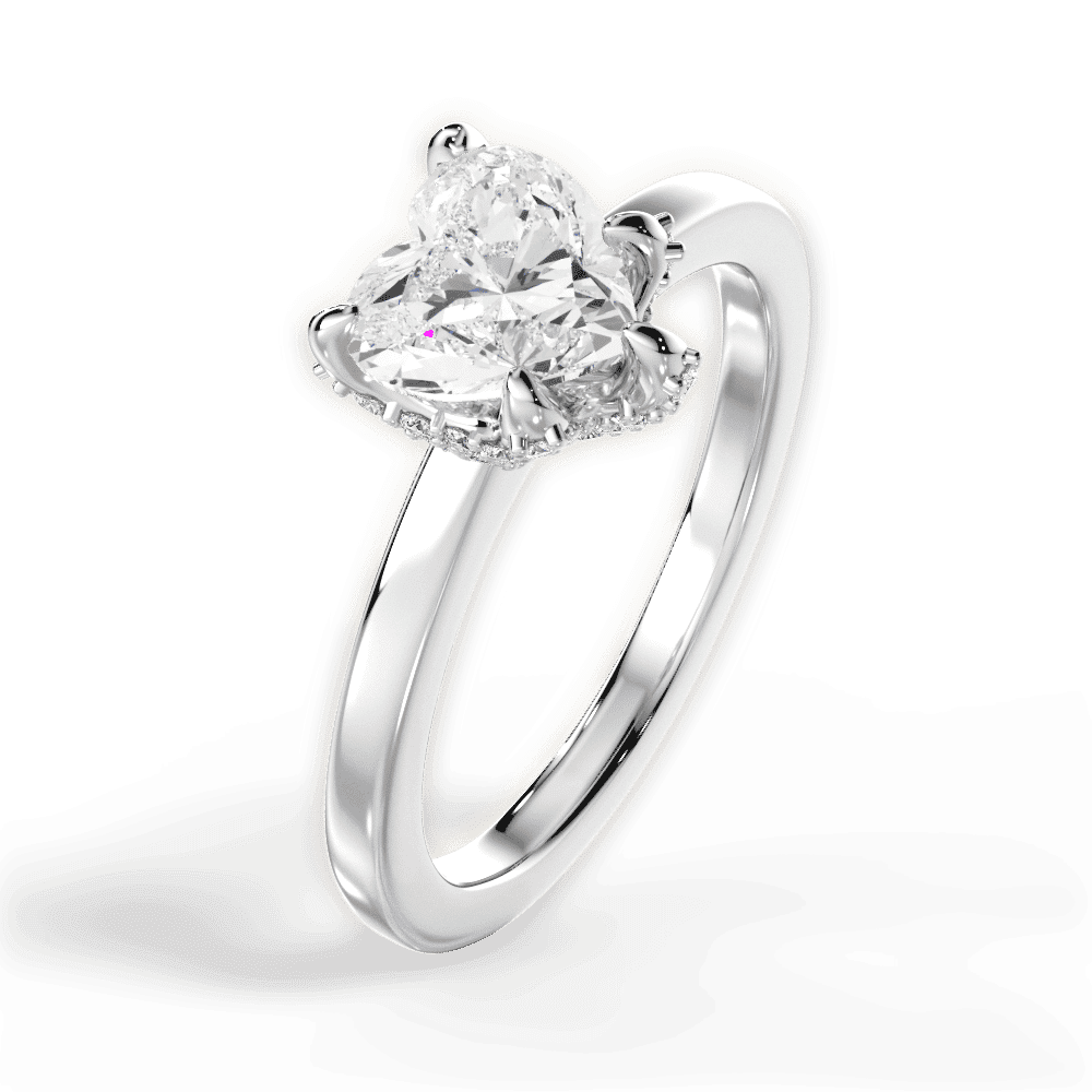14kt White Gold/18kt White Gold/Platinum/heart/side