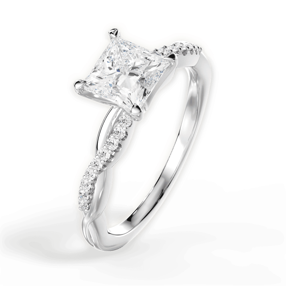 14kt White Gold/18kt White Gold/Platinum/princess/side