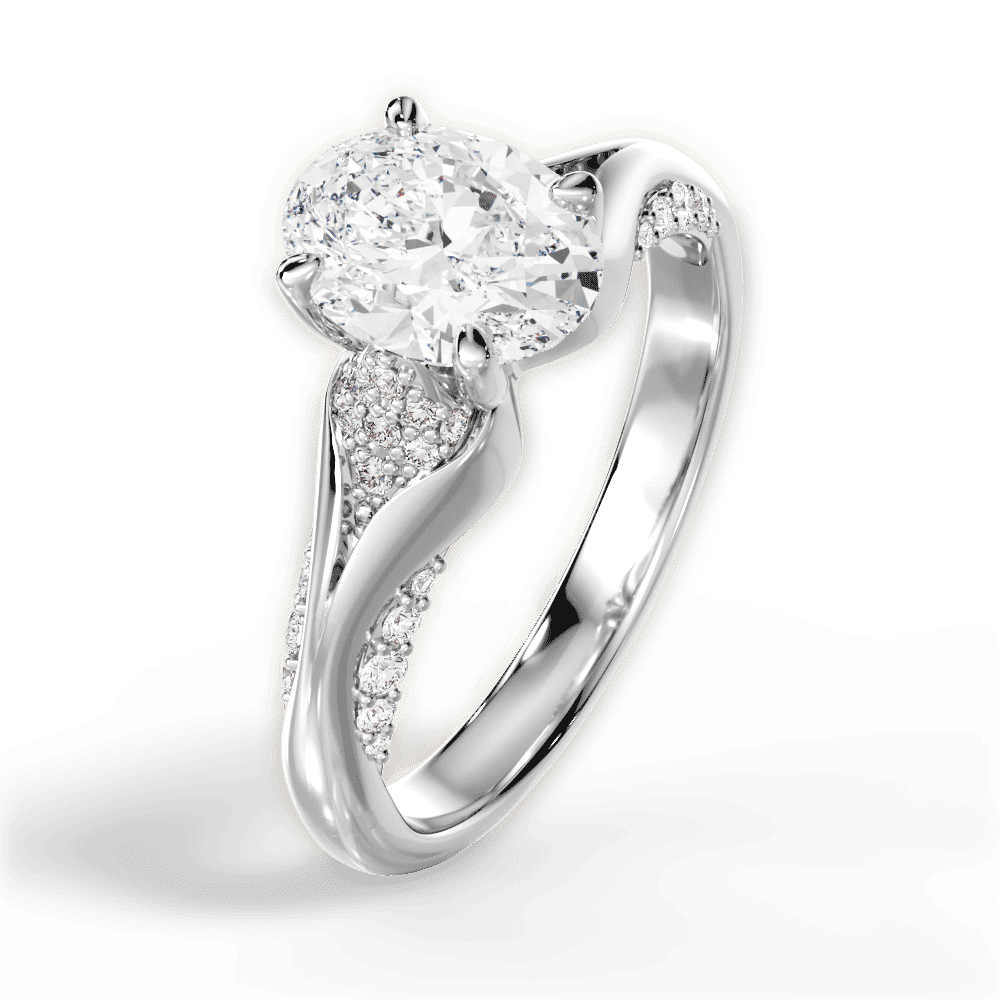 14kt White Gold/18kt White Gold/Platinum/oval/side