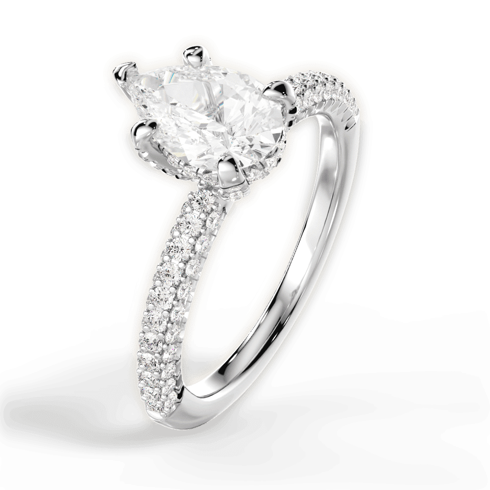 14kt White Gold/18kt White Gold/Platinum/pear/side