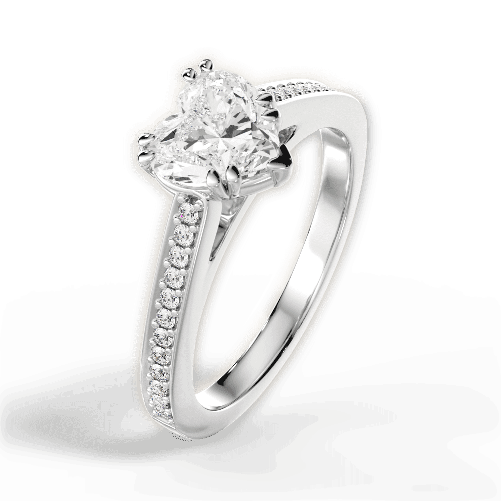 14kt White Gold/18kt White Gold/Platinum/heart/side