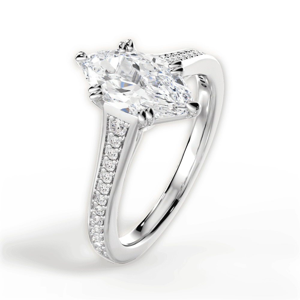 14kt White Gold/18kt White Gold/Platinum/marquise/side