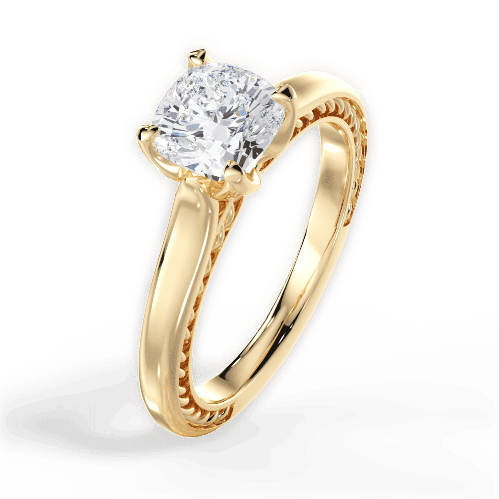 14kt Yellow Gold/18kt Yellow Gold/cushion/side